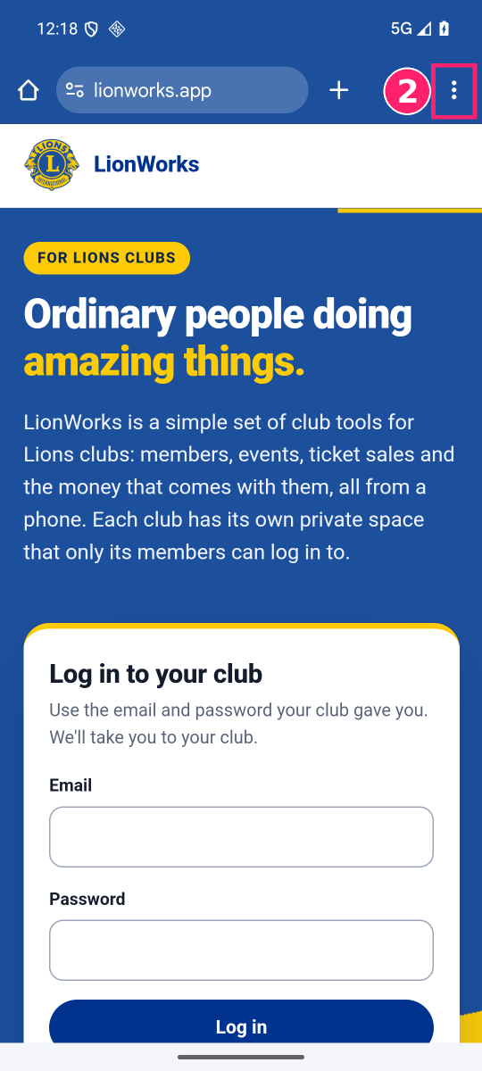Step 2: the three-dots menu button marked